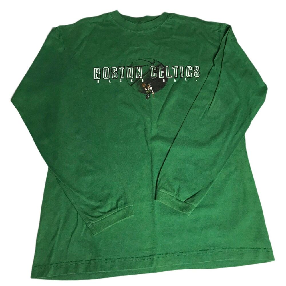 Boston Celtics Long Sleeve Shirt Men’s Medium Green NBA Logo Basketball